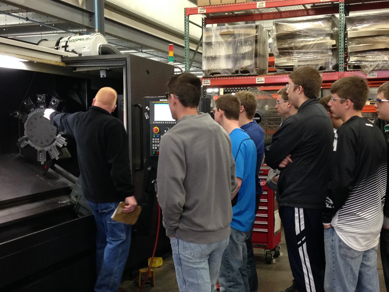 High school students touring A to Z Machine